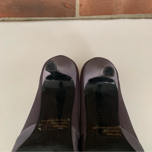 Nina Womens Dark Grey Satin Bow Peep Toe Slip On High Heel Pump Size US 7.5 M - Picture 6 of 9